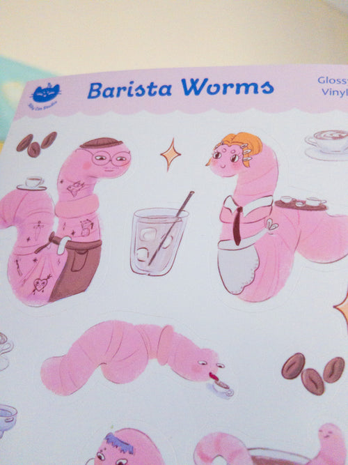 Barista Worms Vinyl Sticker Sheet