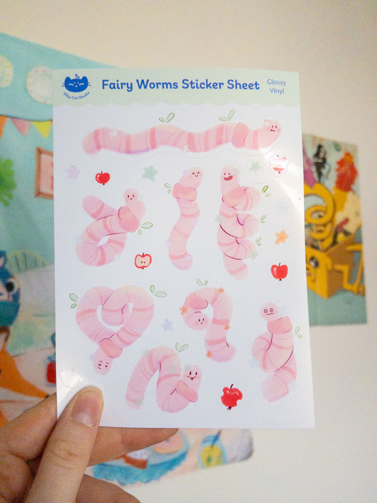 Fairy Worms Vinyl Sticker Sheet