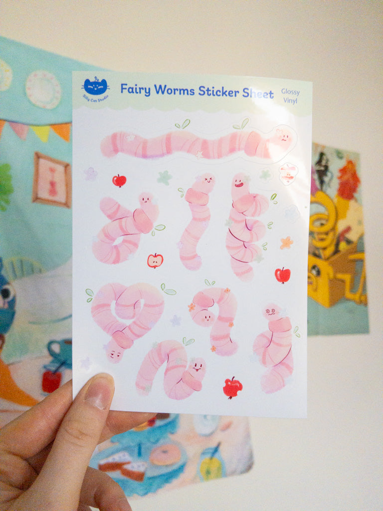 Fairy Worms Vinyl Sticker Sheet