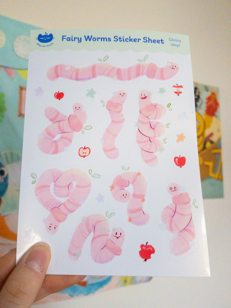 Fairy Worms Vinyl Sticker Sheet