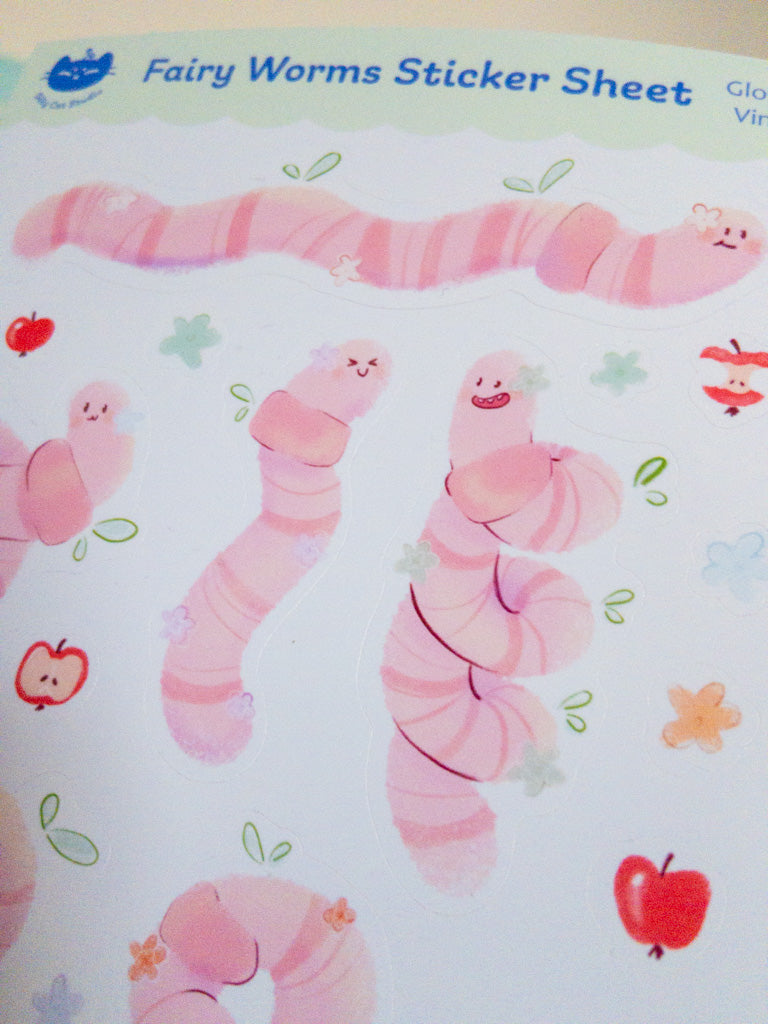Fairy Worms Vinyl Sticker Sheet