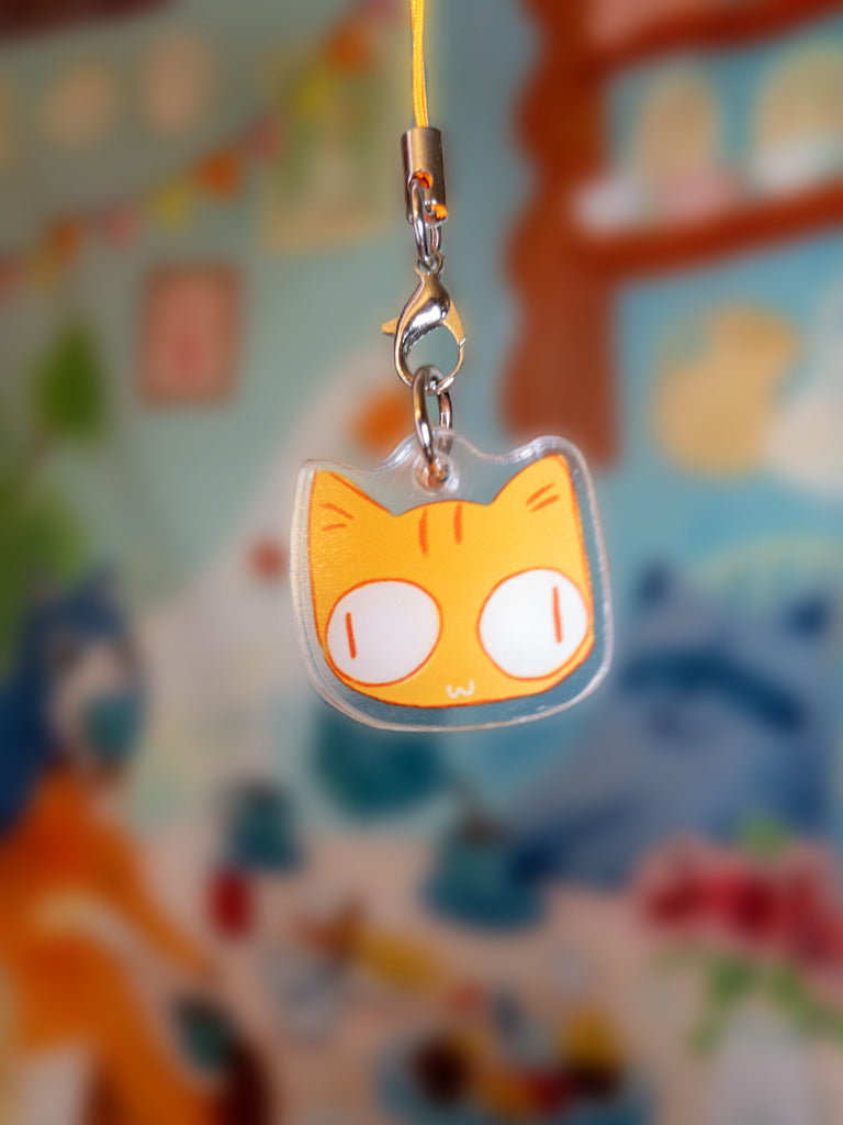 Orange Cat Acrylic Phone Charm