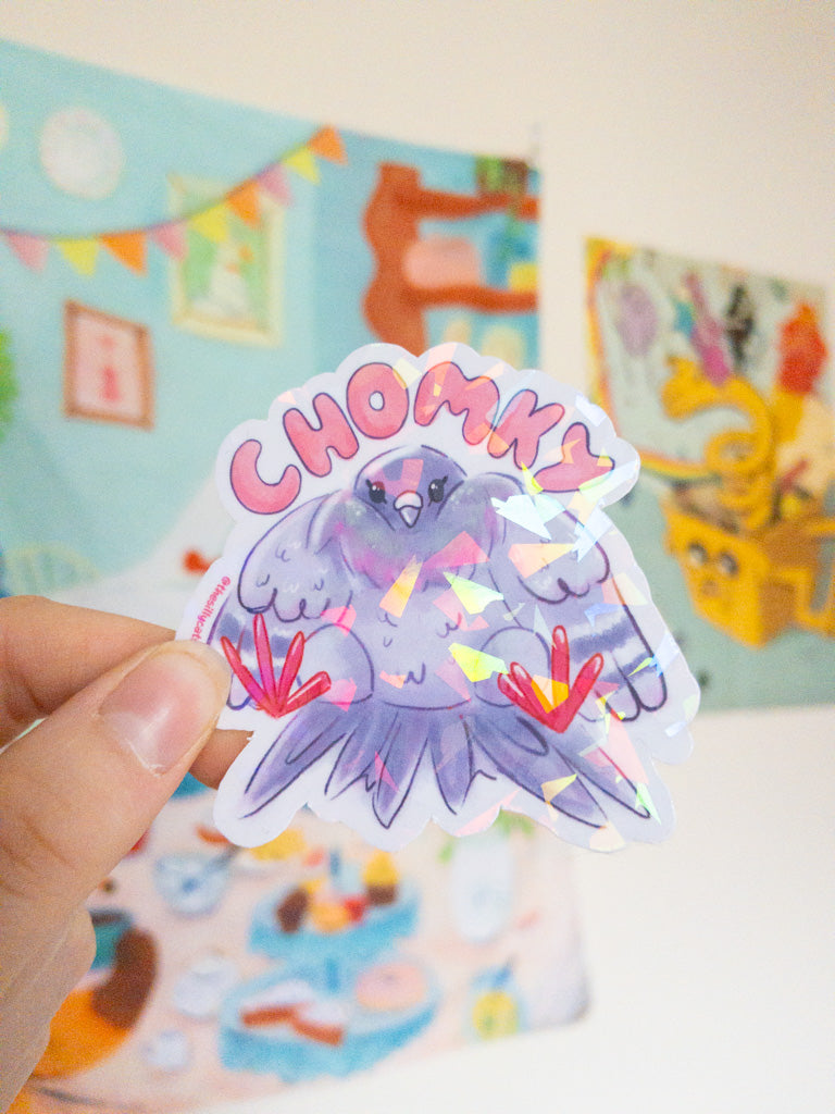 Chomky Pigeon Holo Sticker