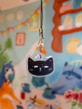 Black Cat Acrylic Phone Charm
