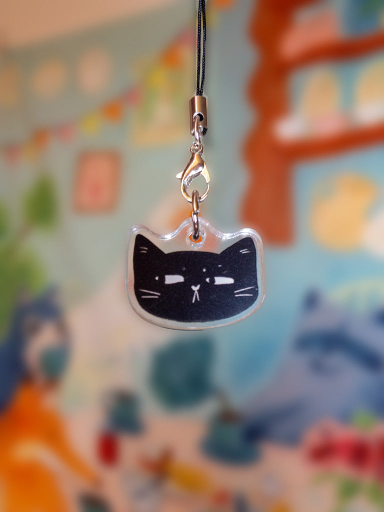 Black Cat Acrylic Phone Charm