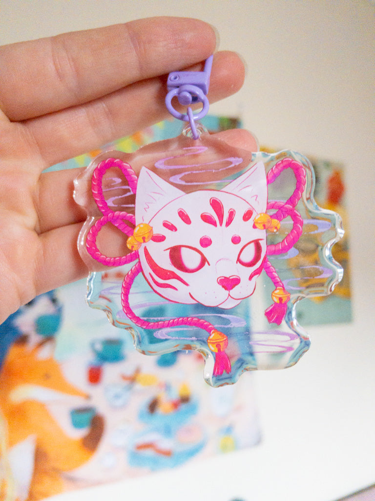 Cat Mask Acrylic Keychain