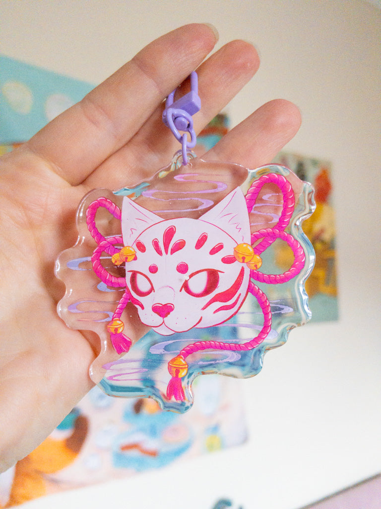 Cat Mask Acrylic Keychain