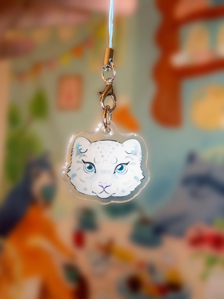 Snow Leopard Acrylic Phone Charm