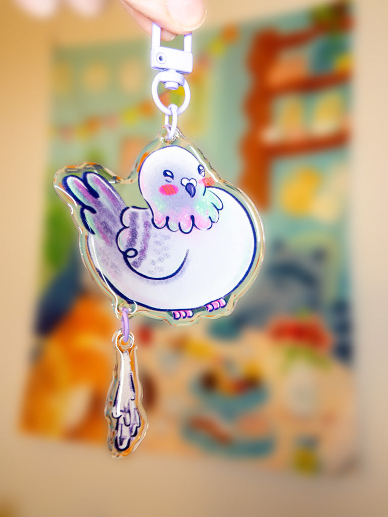 Pooping Pigeon Linked Keychain