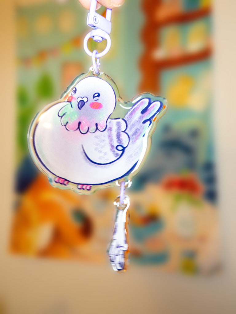 Pooping Pigeon Linked Keychain