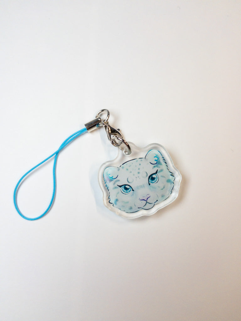 Snow Leopard Acrylic Phone Charm