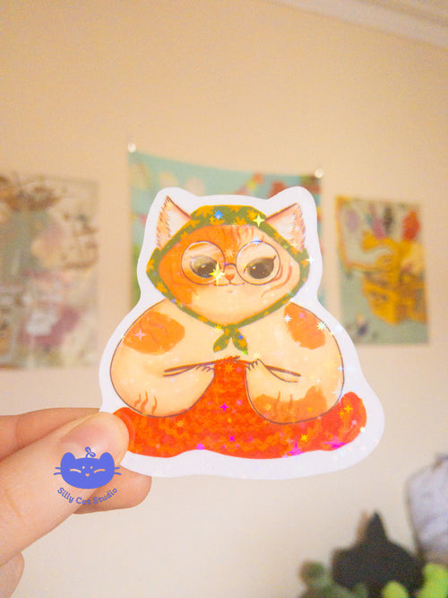 BabushCat Vinyl Holo Sticker