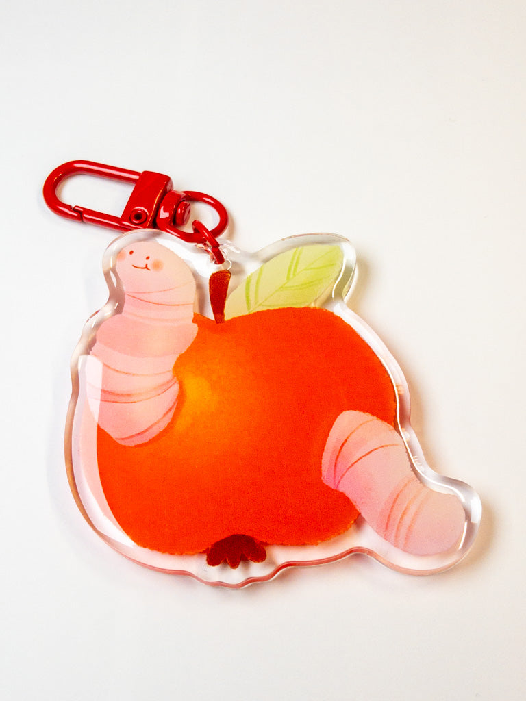 Apple Worm Keychain