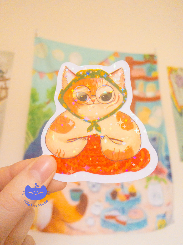 BabushCat Vinyl Holo Sticker