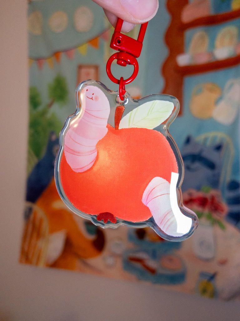Apple Worm Keychain
