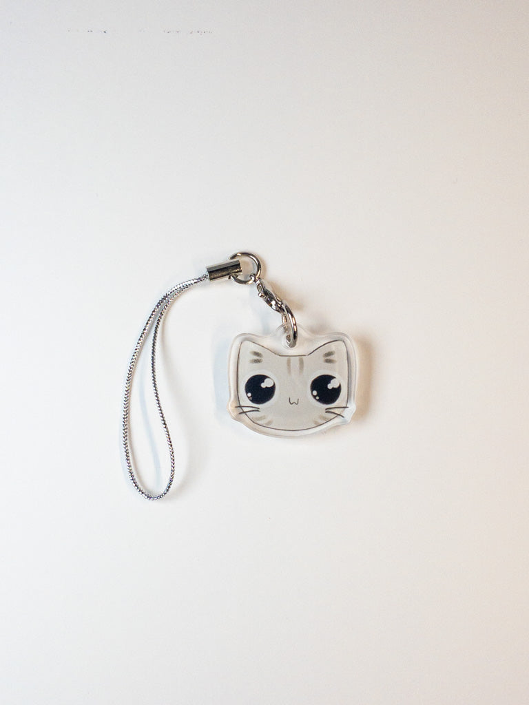 Gray Tabby Cat Acrylic Phone Charm