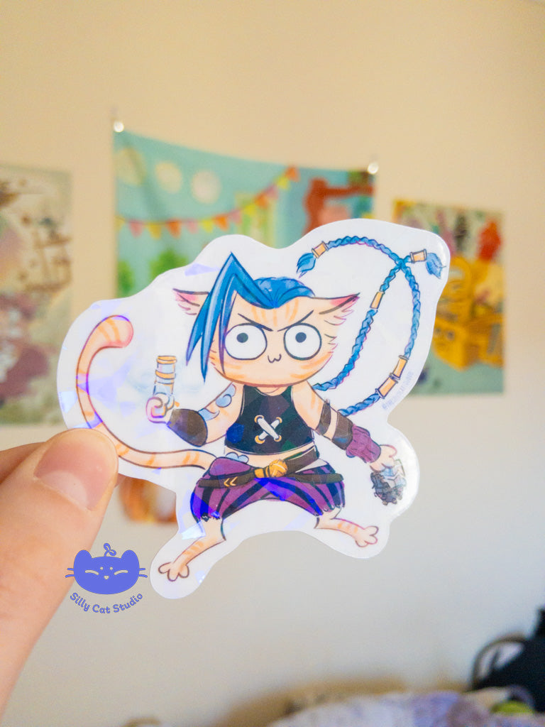 Jinx Cat Holo Sticker
