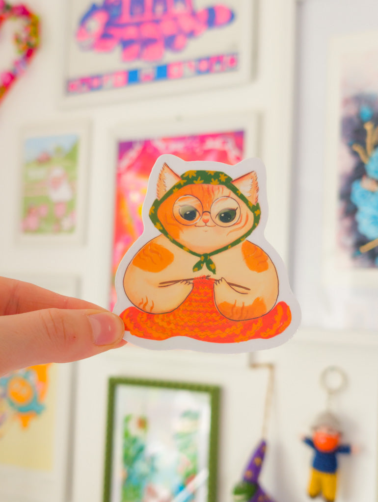 BabushCat Vinyl Holo Sticker