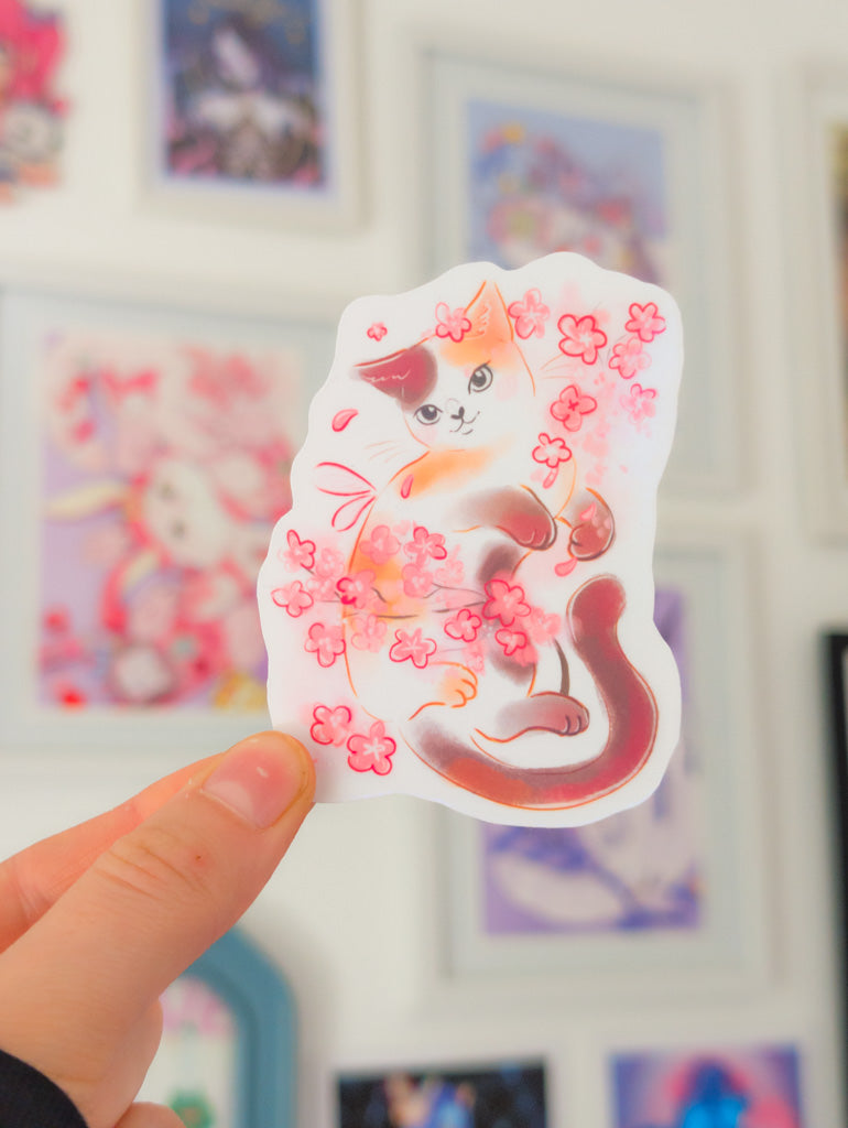 Sakura Cat Holo Sticker