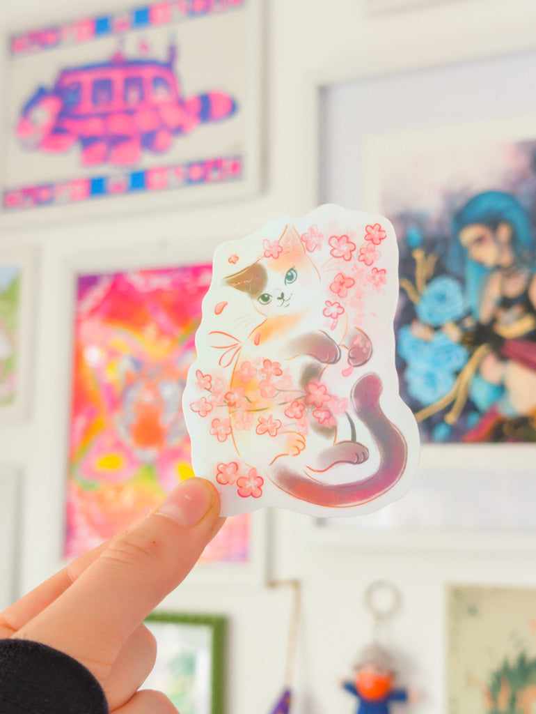Sakura Cat Holo Sticker