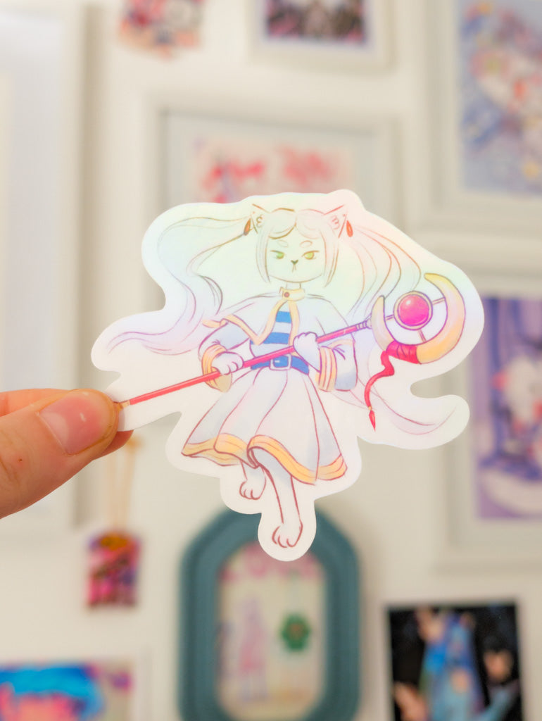 Frieren Cat Holo Sticker