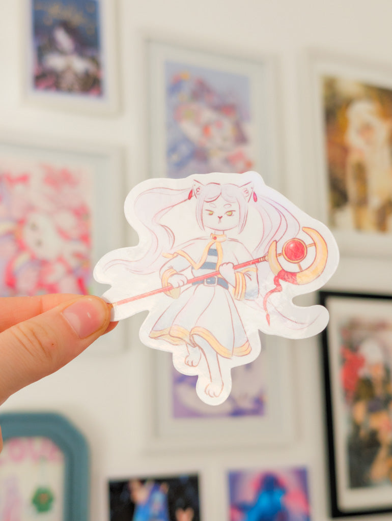 Frieren Cat Holo Sticker