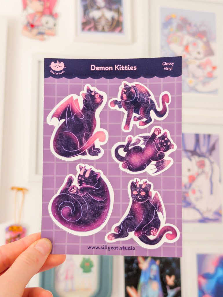 Demon Cats Vinyl Sticker Sheet