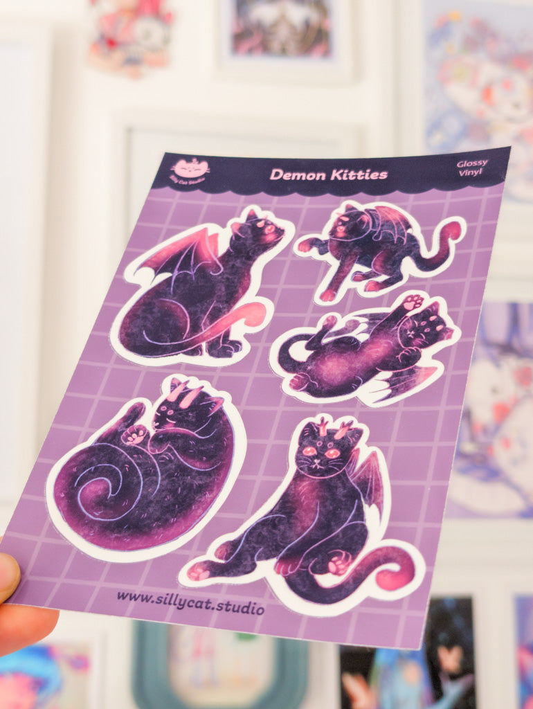 Demon Cats Vinyl Sticker Sheet