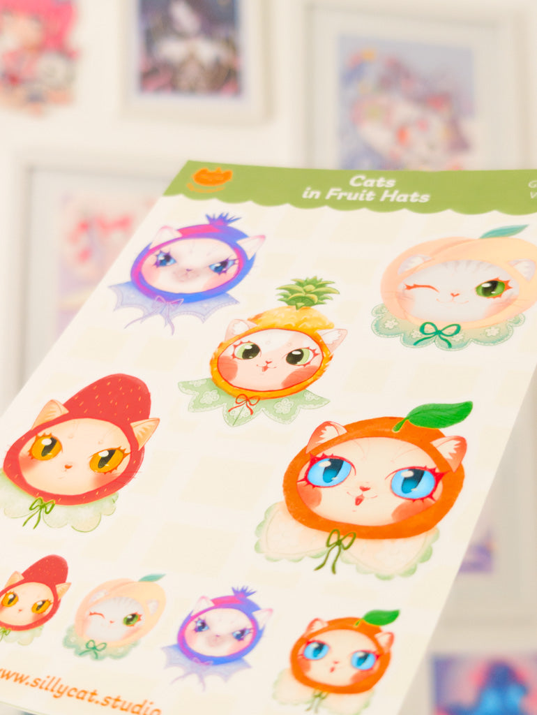 Fruit Catsd Vinyl Sticker Sheet