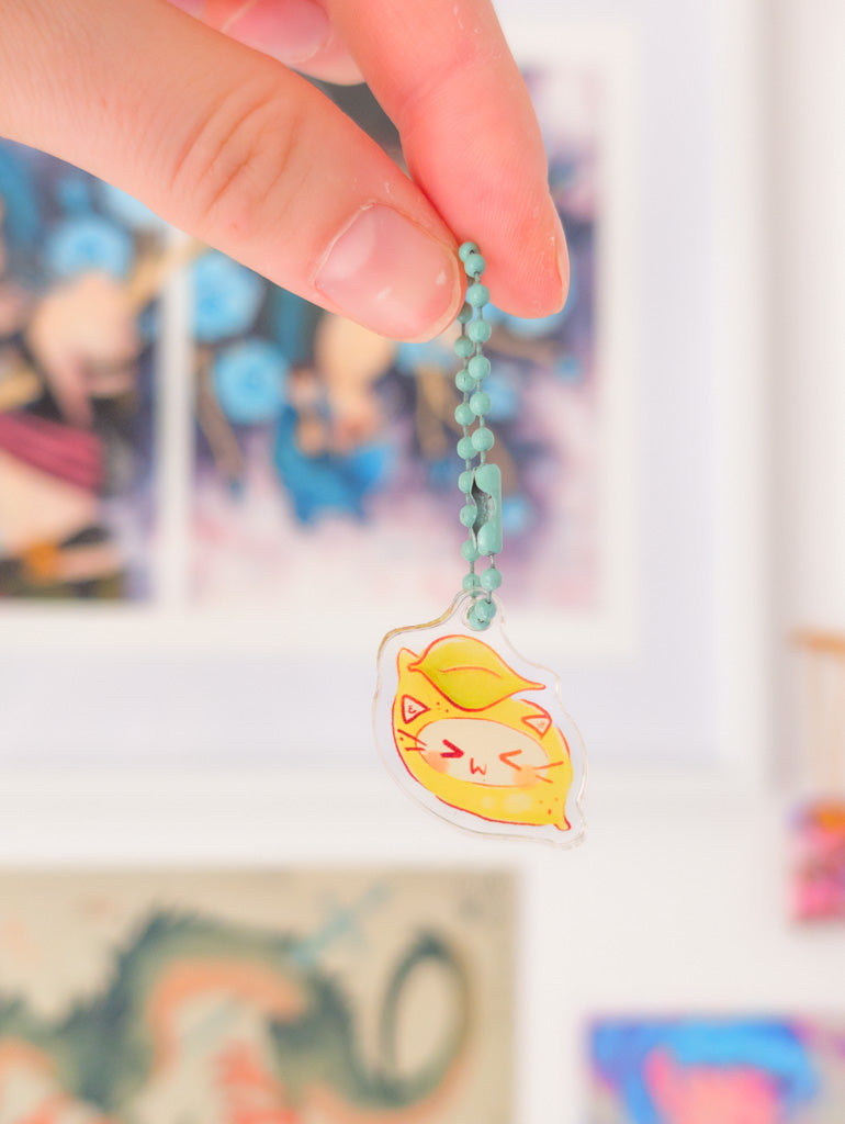 Lemon Cat Small Acrylic Charm
