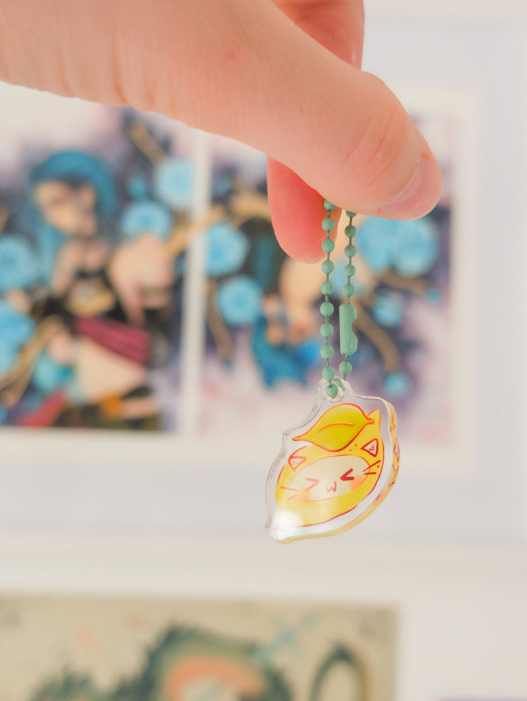 Lemon Cat Small Acrylic Charm