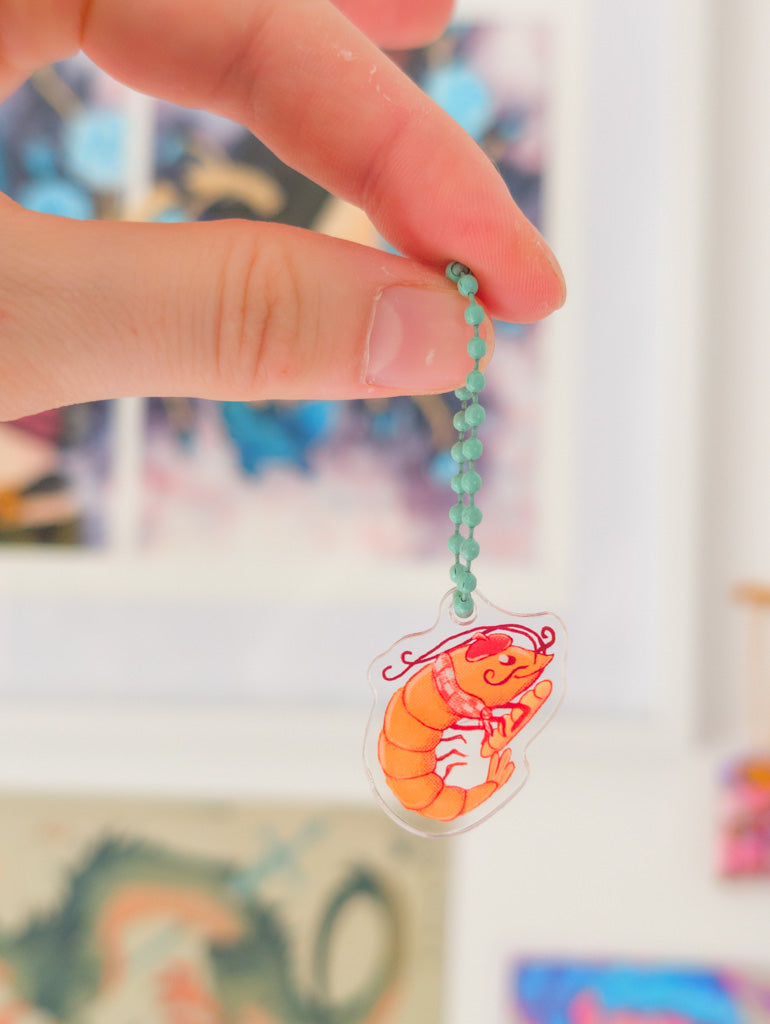 French Shrimp Small Acrylic Charm