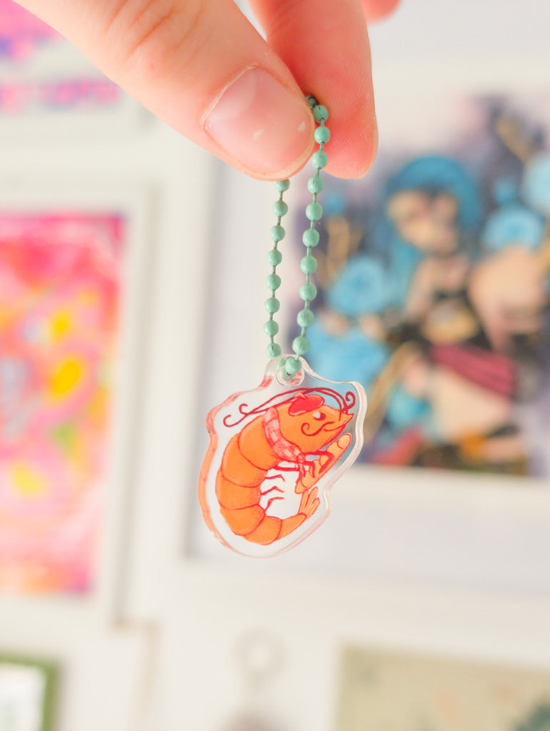 French Shrimp Small Acrylic Charm