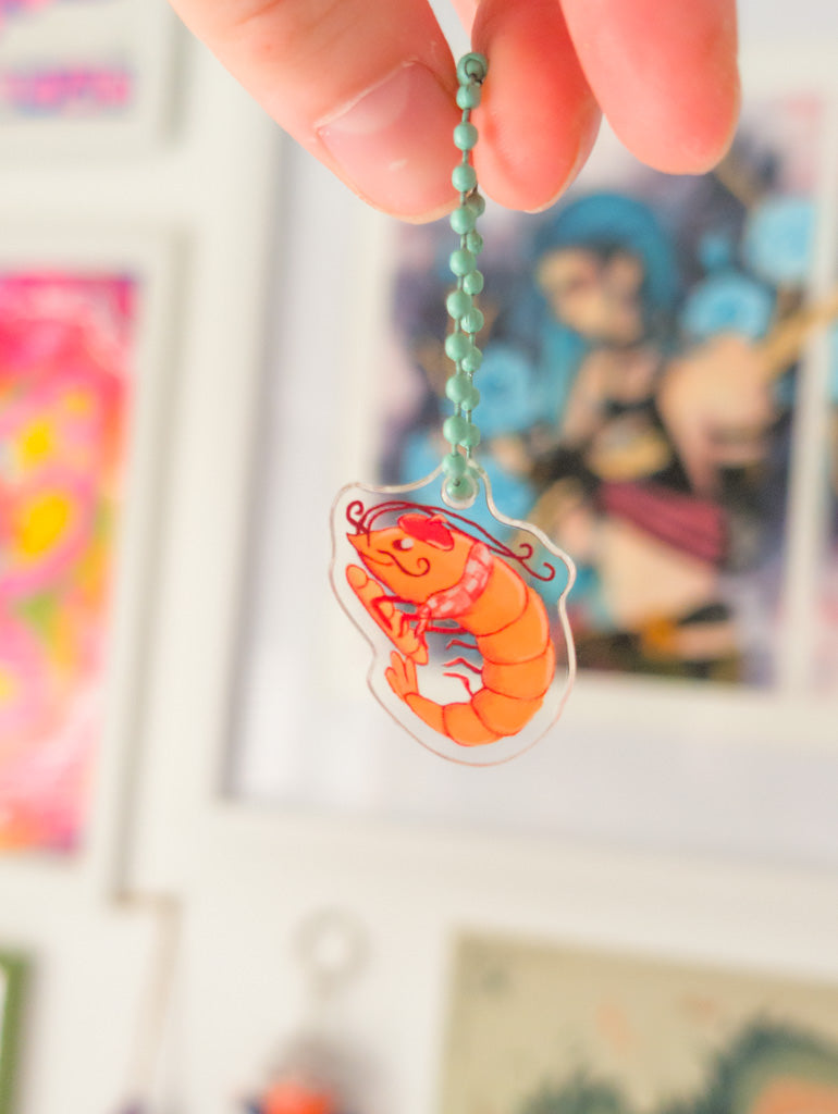 French Shrimp Small Acrylic Charm