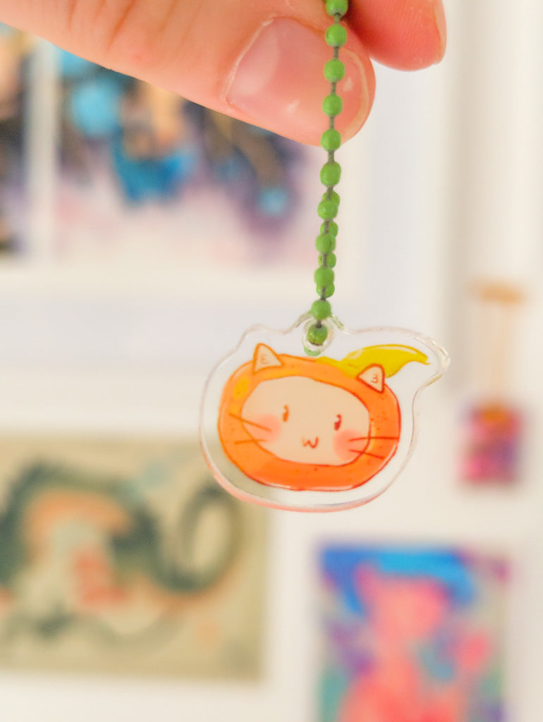 Orange Cat Small Acrylic Charm
