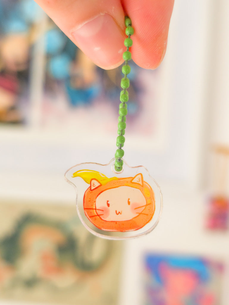 Orange Cat Small Acrylic Charm