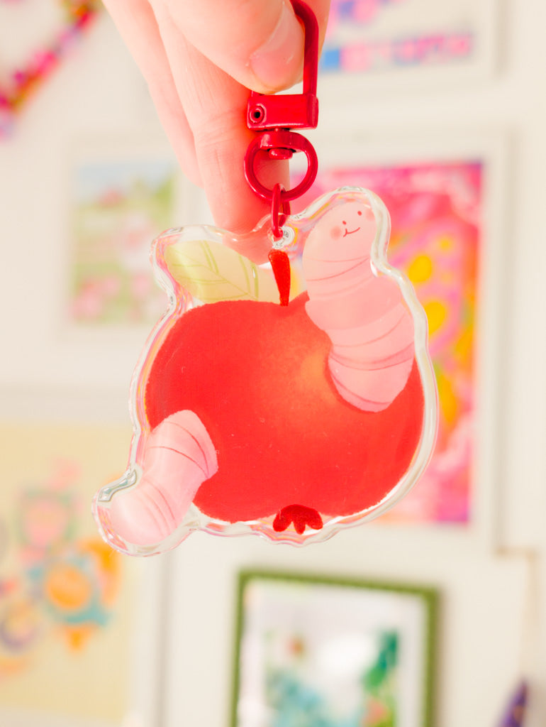 Apple Worm Keychain