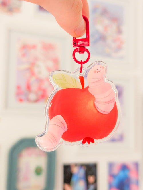 Apple Worm Keychain