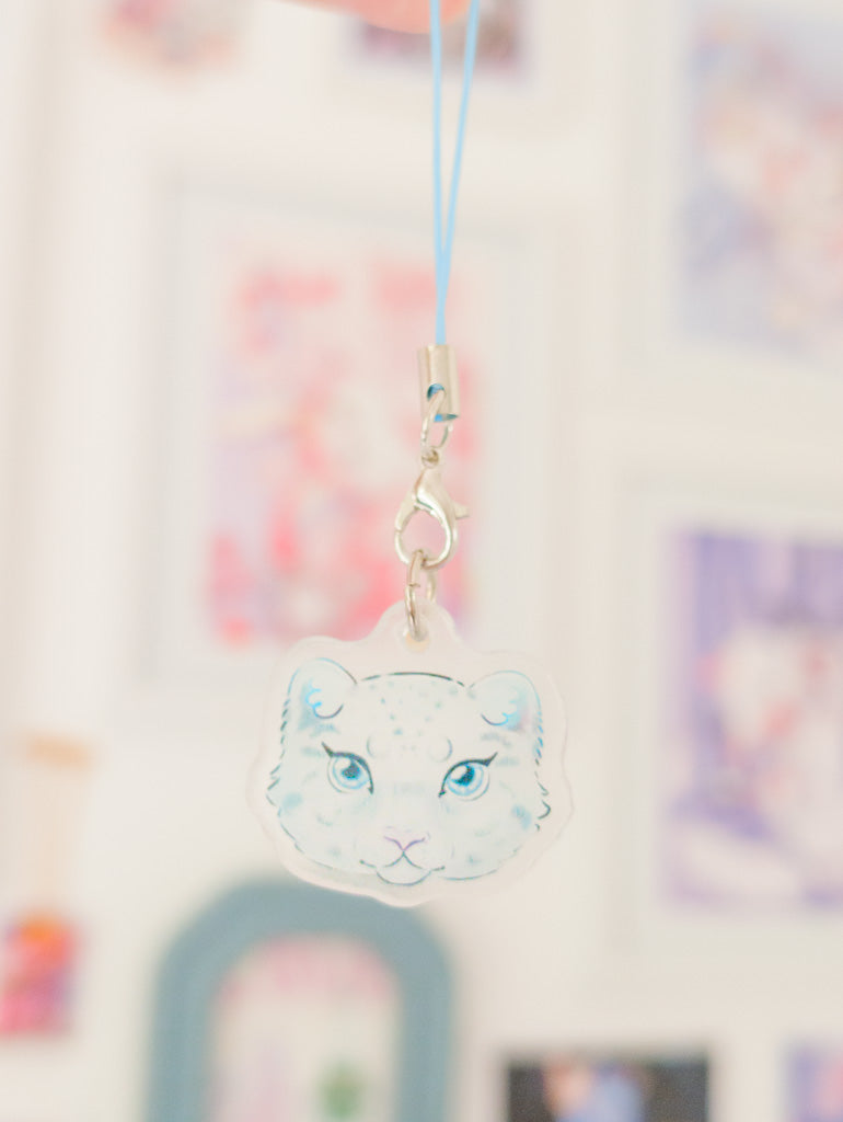 Snow Leopard Acrylic Phone Charm