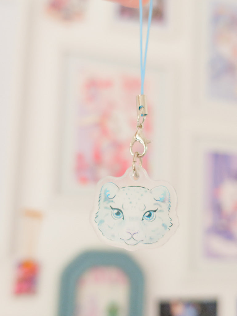 Snow Leopard Acrylic Phone Charm