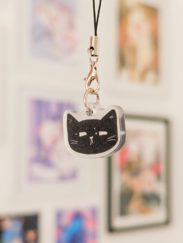 Black Cat Acrylic Phone Charm