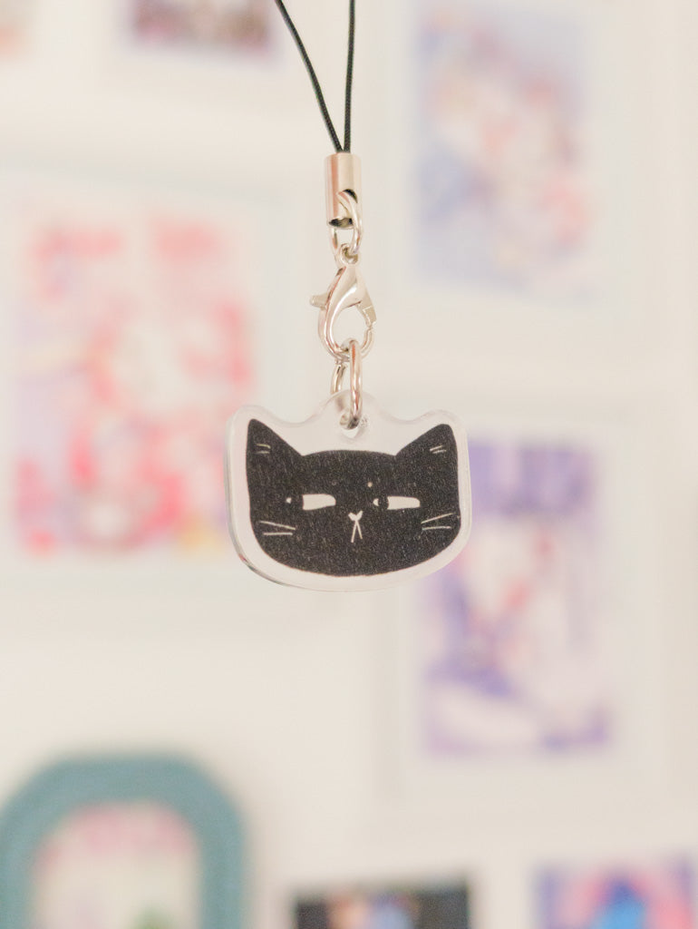 Black Cat Acrylic Phone Charm