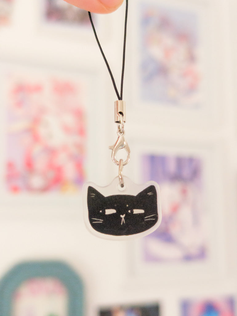 Black Cat Acrylic Phone Charm