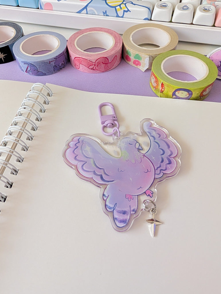 Starry Pigeon Keychain