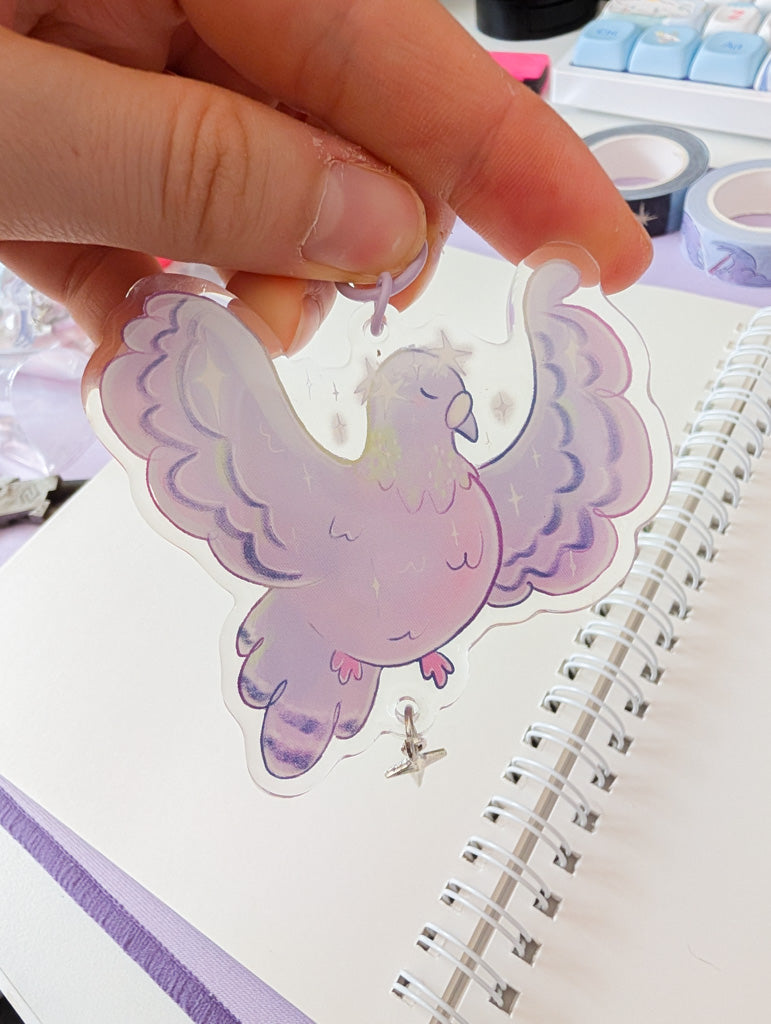 Starry Pigeon Keychain