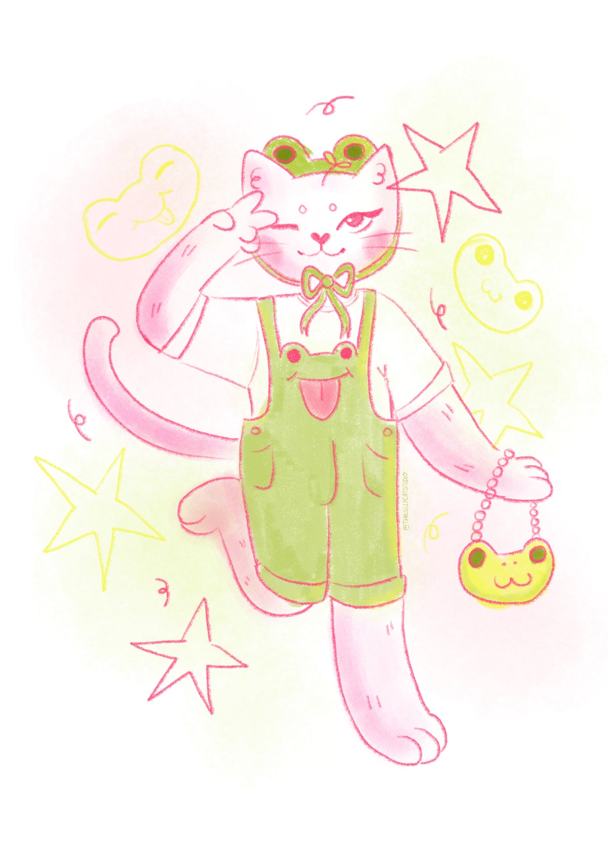 Frog Cat Art Print