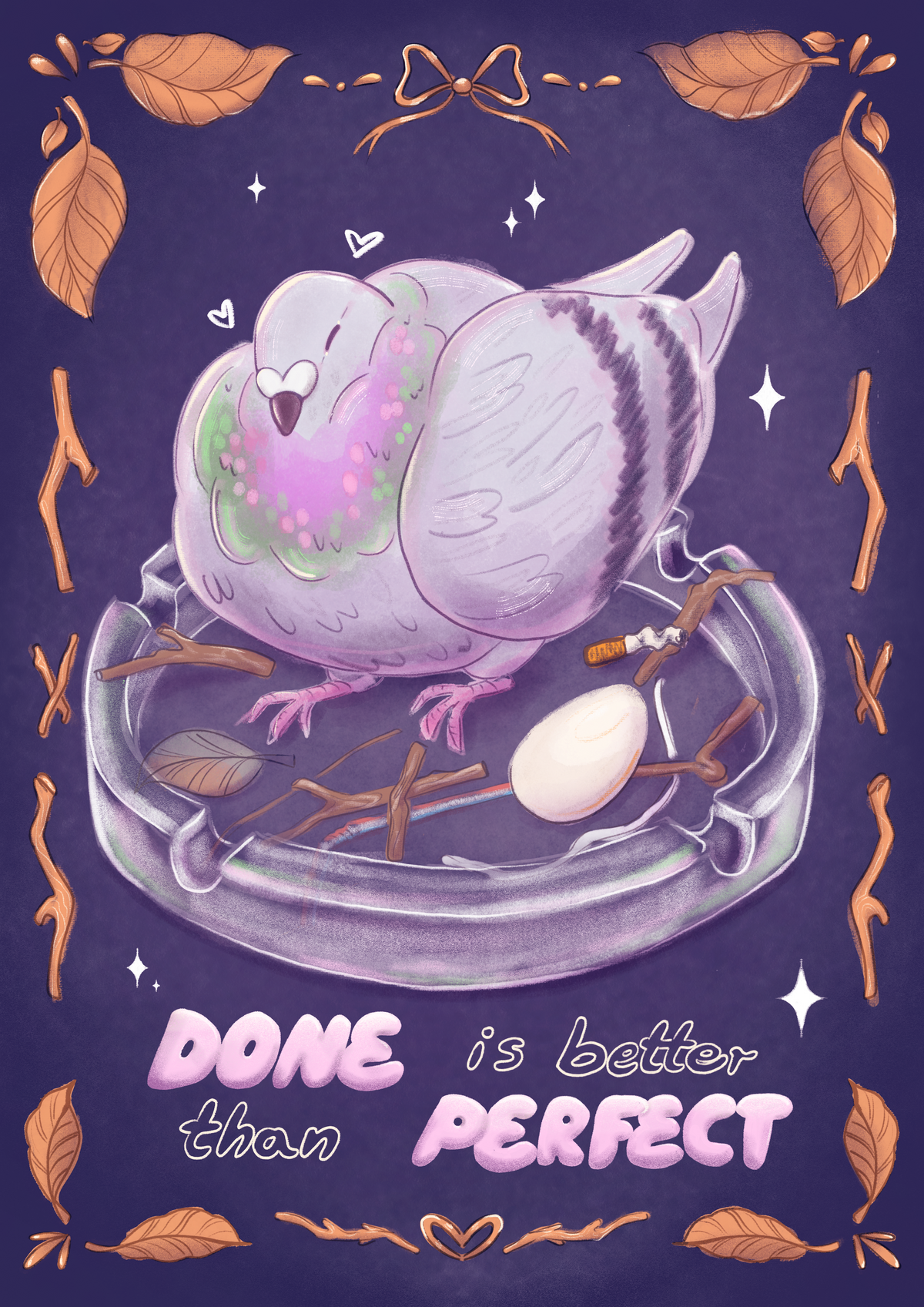 Pigeon in an Ashtray A5 Art Print